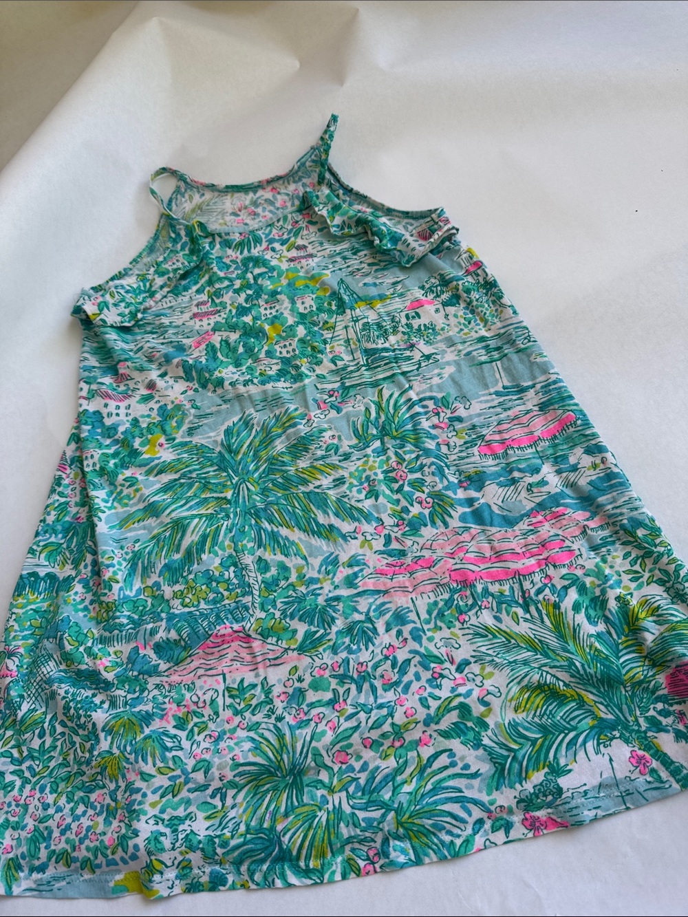 Lilly Pulitzer Girls' Tropical Tank Dress in Teal & Pink